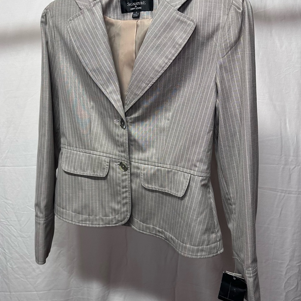 Larry Levine Women's Gray Pinstripe Blazer